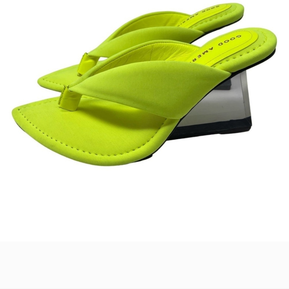 Good American Cinder F*cking-Rella Thong Sandal Chartreuse Size 13 GA077N-X NIB - Picture 3 of 16